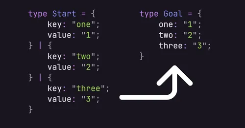 @型パズル強者 type Start = {key: "one"; value: "1";} | {key: "two"; value: "2";} から type Goal = {one: "1"; two: "2"} を作ってください